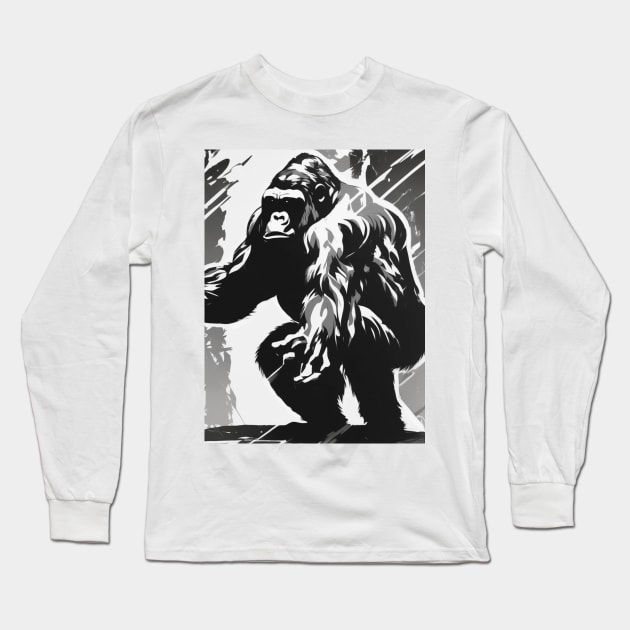 Gorilla Shadow Silhouette Anime Style Collection No. 169 Long Sleeve T-Shirt by cornelliusy